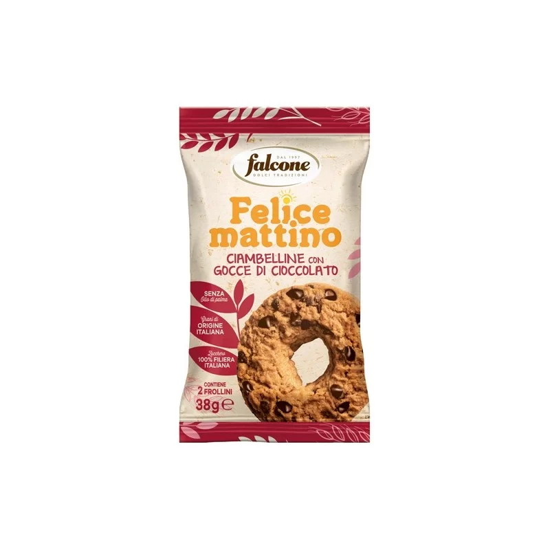 Biscotti ciambelline con gocce di cioccolato 38gr Falcone (Conf.44)