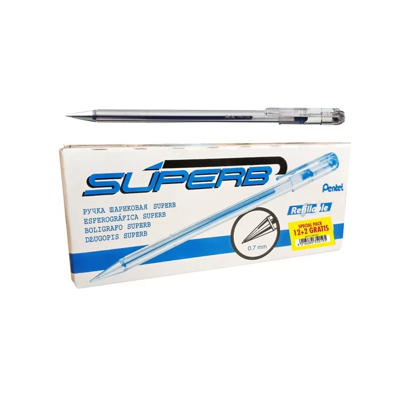 12+2pz penna sfera SuperB BK77 promopack blu 0.7mm Pentel