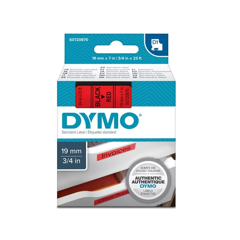 NASTRO DYMO TIPO D1 (19MMX7MT) NERO/ROSSO 458070