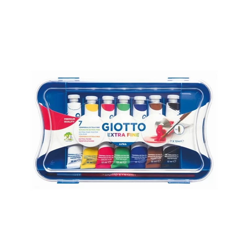 BOX 7 TUBETTI TEMPERA 12ML GIOTTO TUBO 4 ASSORTITO