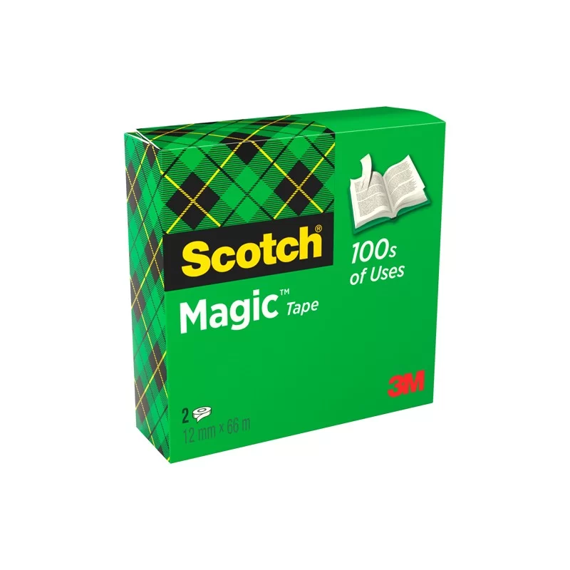 Scatola 2 rotoli nastro adesivo Scotch® Magic™ 810-1266 12mmx66mt per BORDURE