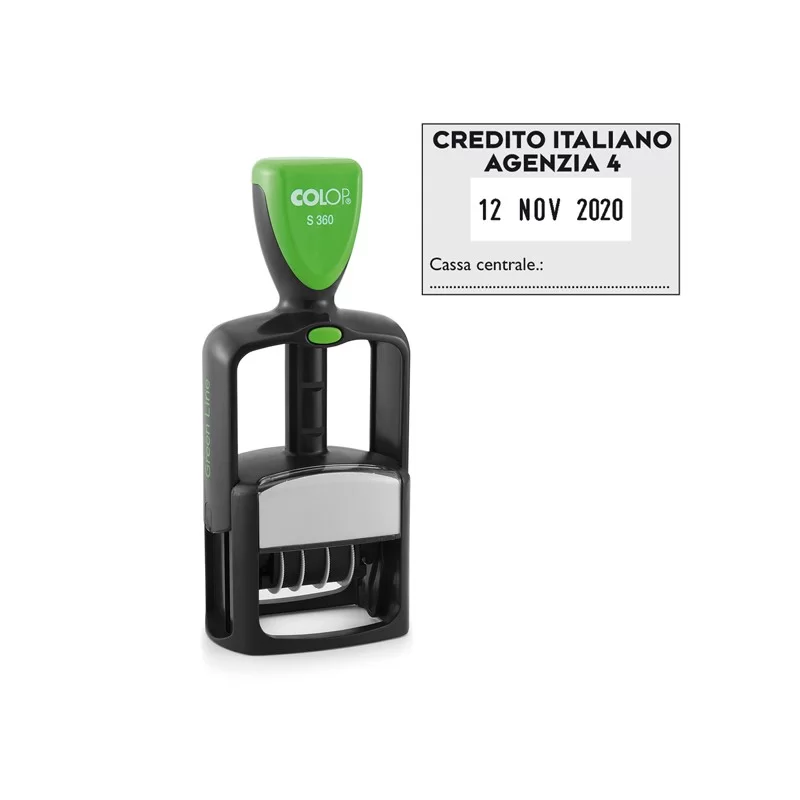 Timbro Office S360 DATARIO personalizzabile autoinchiostrante 30x45mm COLOP