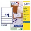 Etichetta adesiva J8163 bianca 25fg A4 99,1x38,1mm (14et/fg) inkjet Avery