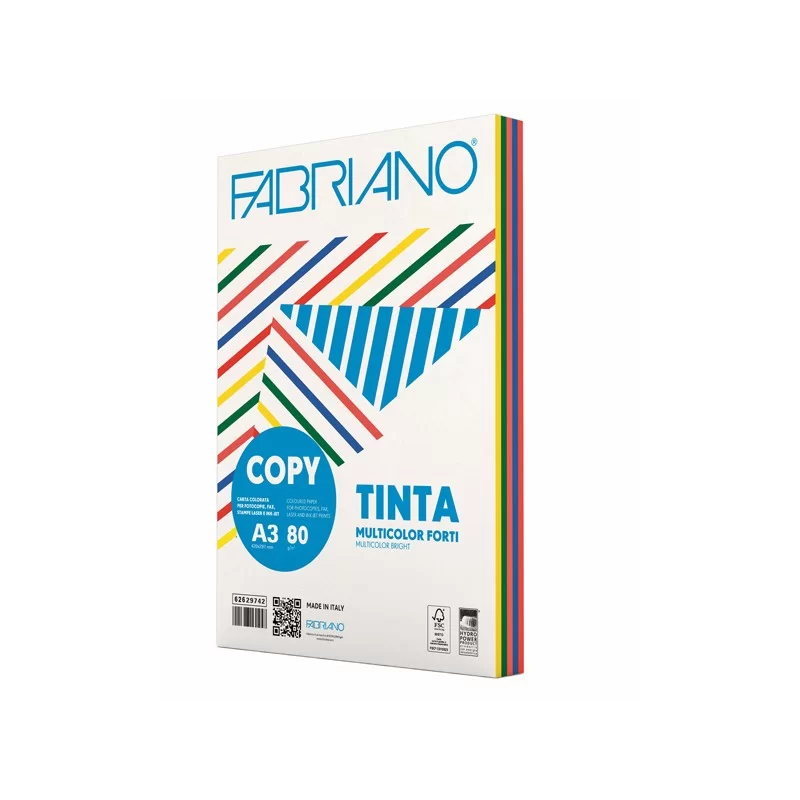 CARTA COPY TINTA MULTICOLOR A3 80gr 250fg mix 5 colori forti