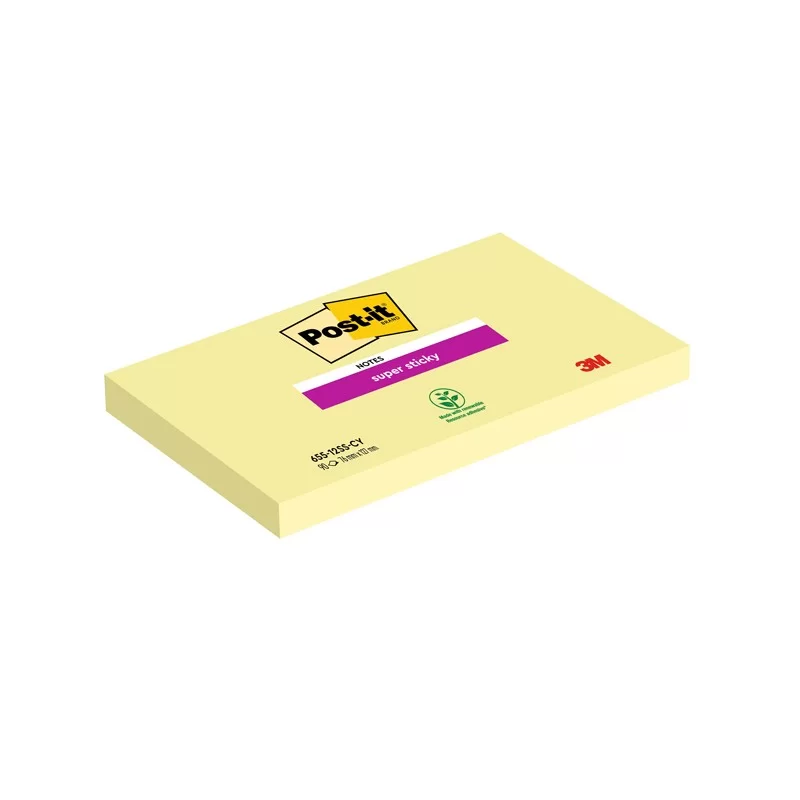 BLOCCO 90foglietti Post-it® SuperSticky Giallo Canary™ 76x127mm 655-12SS-CY (Conf.12)