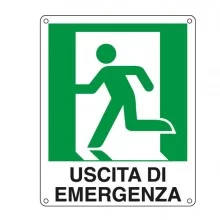 CARTELLO ALLUMINIO 25x31cm 'USCITA DI EMERGENZA A SX'