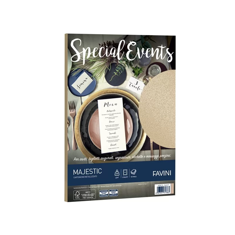 Carta metallizzata SPECIAL EVENTS A4 10fg 250gr sabbia FAVINI