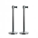 Set 2 COLONNINE SEGNAPERCORSO con nastro NERO 210cm Budget Retractable Securit