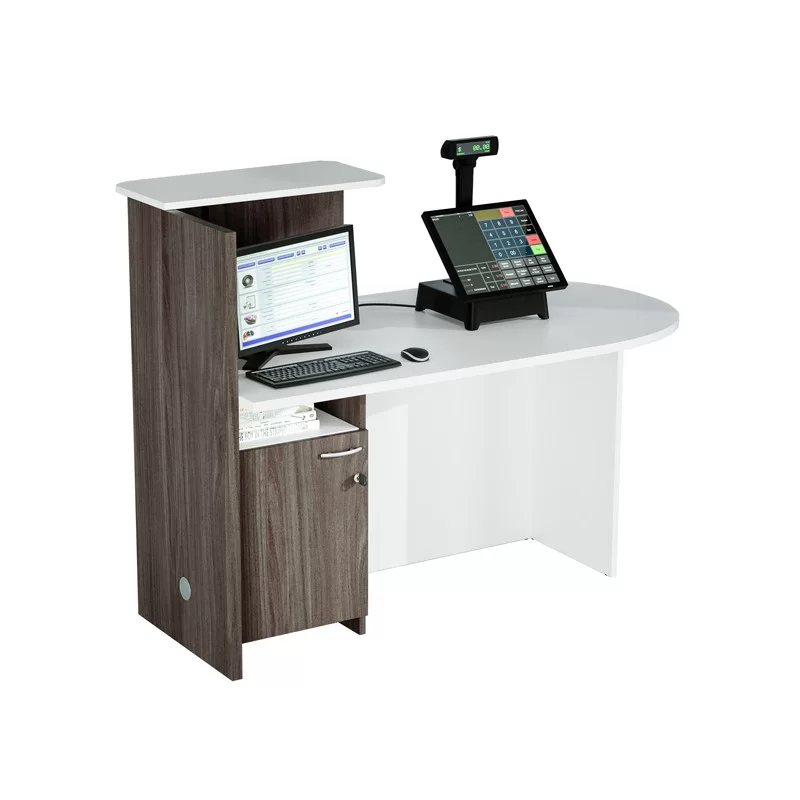 Postazione Reception Concept DX L143 x P83 x H117cm bianco/frass.tosc.