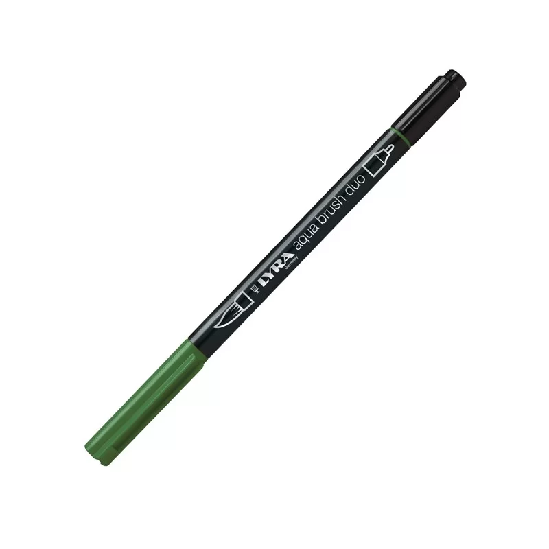 Pennarello a 2 punte AQUA BRUSH DUO verde oliva LYRA L6520073 (Conf.10)