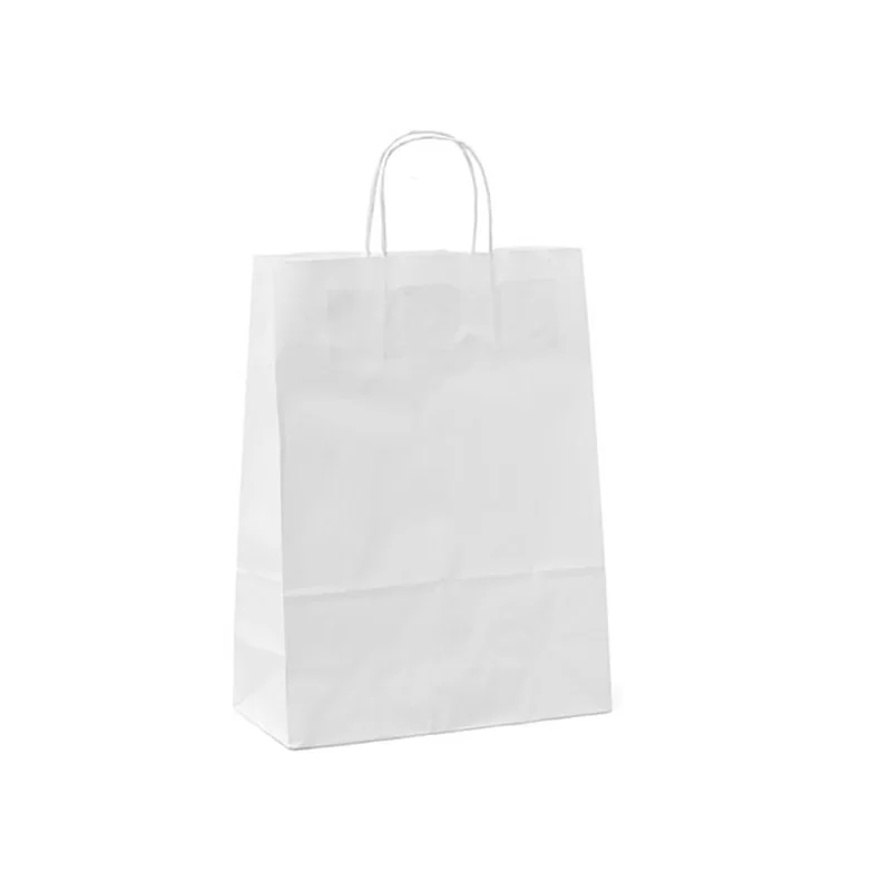 25 shoppers carta 14x9x20CM bianco neutro cordino