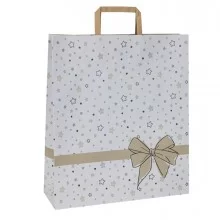 25 shopper natale carta c/maniglie piattina 22x10x29cm stars bianco