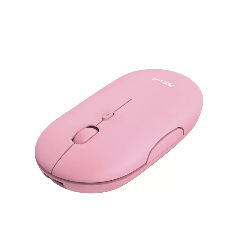 Mouse ultrasottile wireless ricaricabile Puck rosa Trust