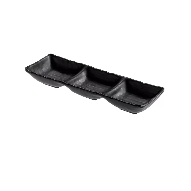 Vassoietto a tre scomparti nero in melamina 27x9x3,5 cm Leone