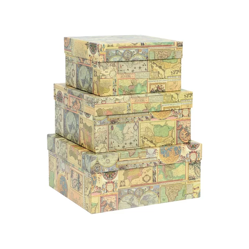 Set 3 scatole regalo medi fantasia Maps dimensioni assortite Kartos