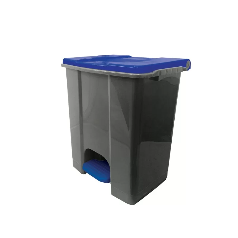 Contenitore mobile a pedale in plastica riciclata Ecoconti 60lt grigio e blu