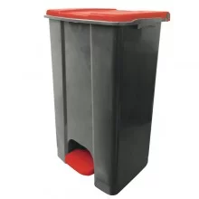 Contenitore mobile a pedale in plastica riciclata Ecoconti 80lt grigio e rosso