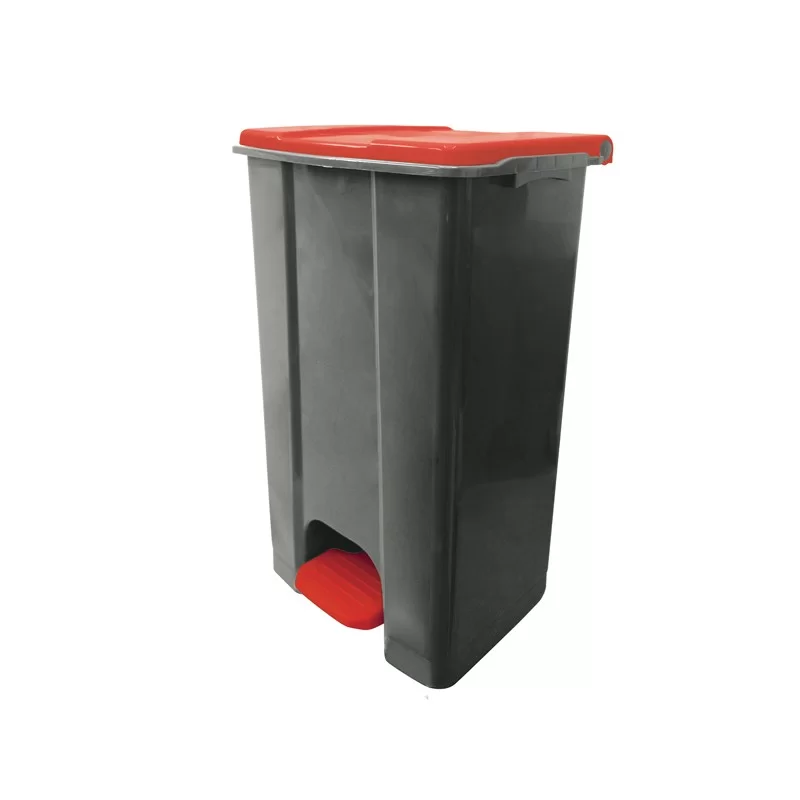 Contenitore mobile a pedale in plastica riciclata Ecoconti 80lt grigio e rosso