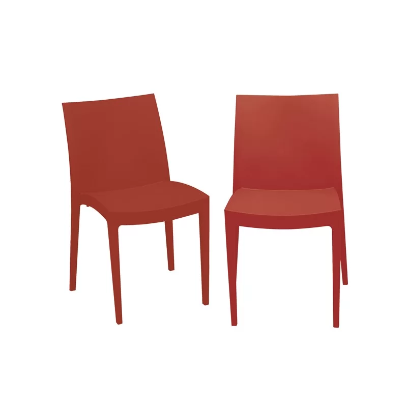Set da 2 sedie Venice in polipropilene rosso Grandsoleil