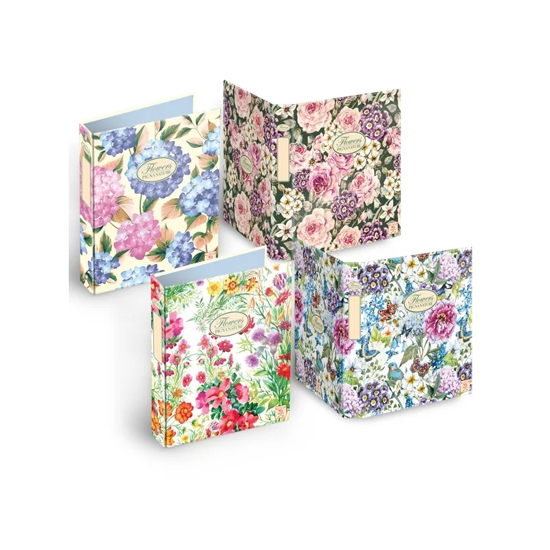 Raccoglitore a 4 anelli Pigna Nature Flowers 18,5x22cm anelli 30mm (Conf.5)